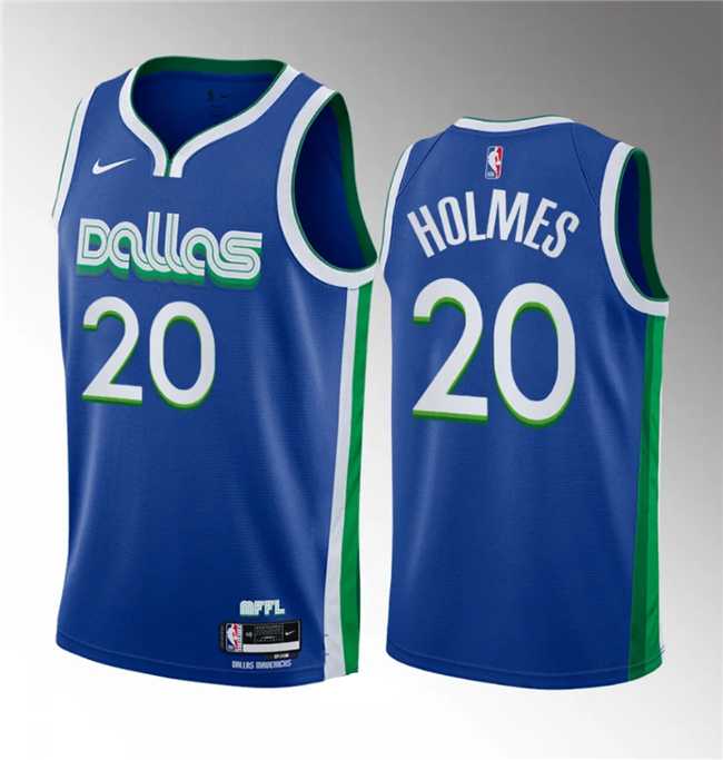 Men%27s Dallas Mavericks #20 Richaun Holmes Blue 2023 Draft City Edition Stitched Basketball Jersey